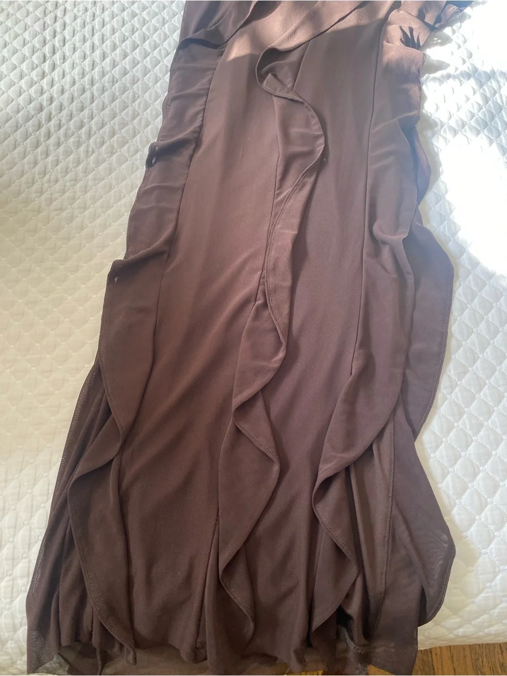 AFRM Brown High-Low Ruffle Maxi Dress - Picture 4 of 8